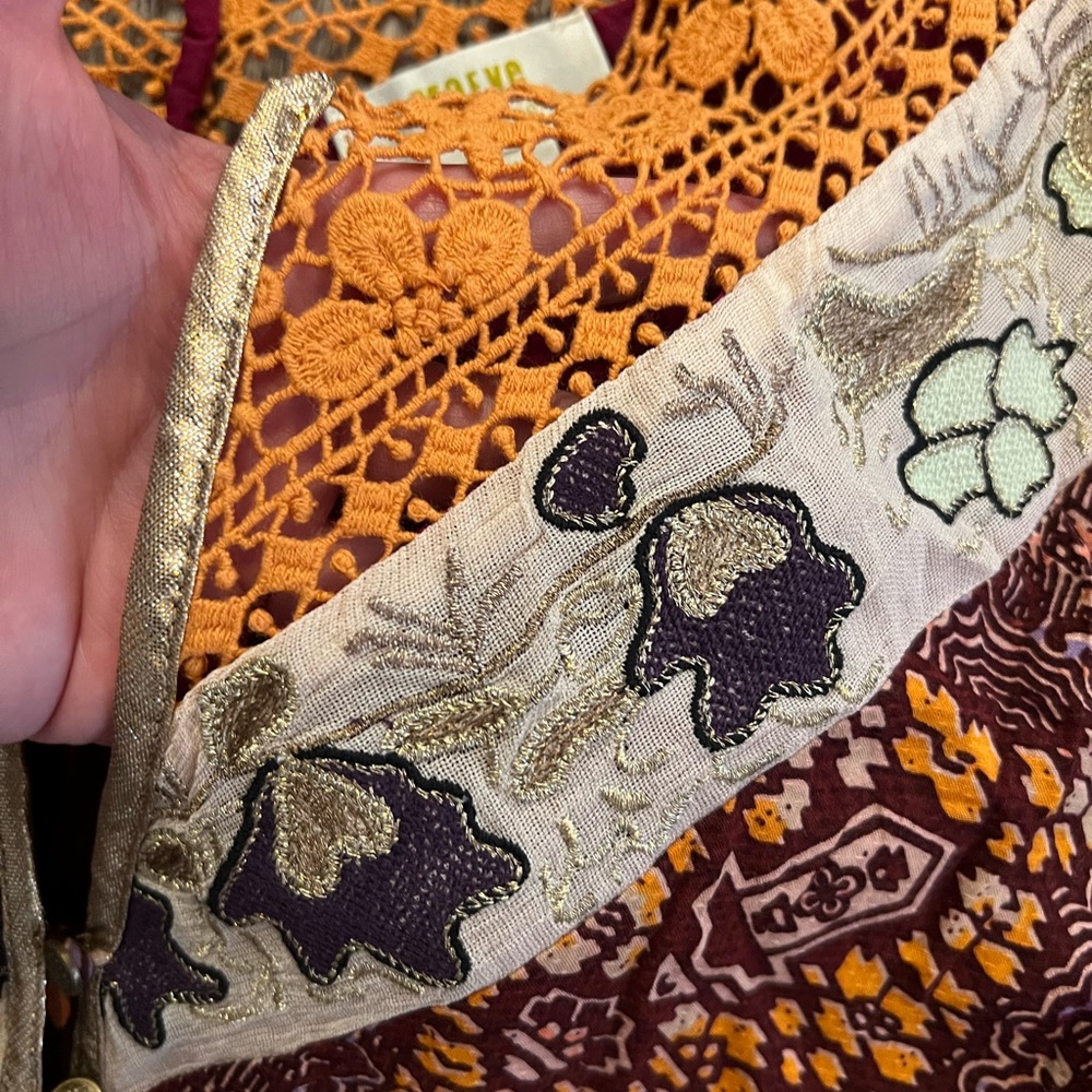 Anthropologie Maroon and Yellow Patterned Maxi Dress - Picture 8 of 15
